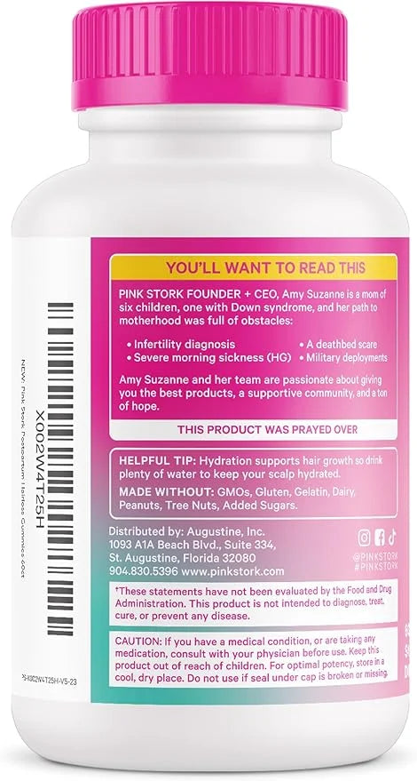 Pink Stork Postpartum Hair Loss Gummies B6 & B12 for 60 Gummy