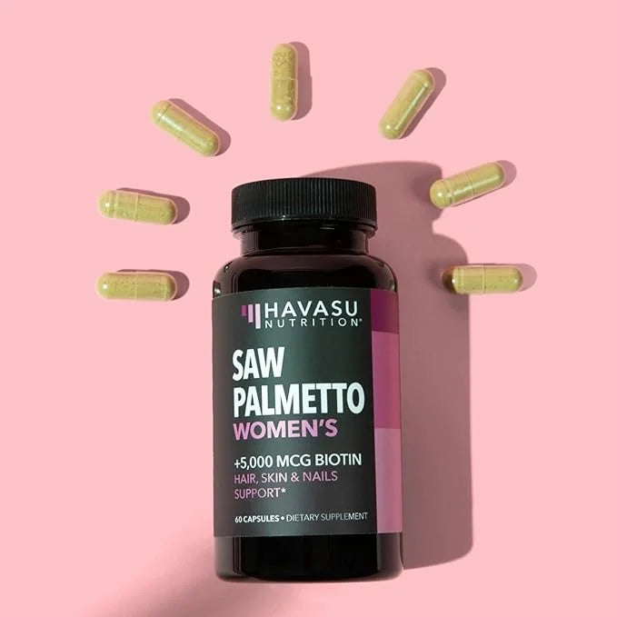 Saw Palmetto for Women with Biotin 5000mcg - Powerful DHT Blocker to Support Hair, Skin, and Nail Health - 60 Count - Vega...