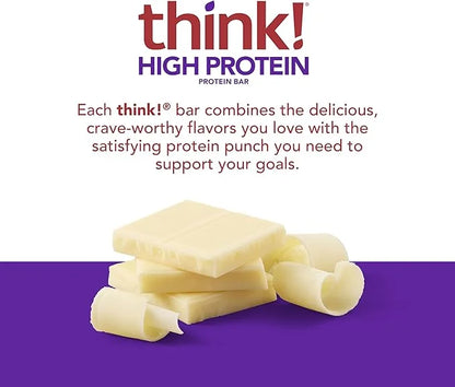 think! Protein Bars, High Protein Snacks, Gluten Free, Kosher Friendly, White Chocolate, Nutrition Bars, 2.1 Oz per Bar, 1...