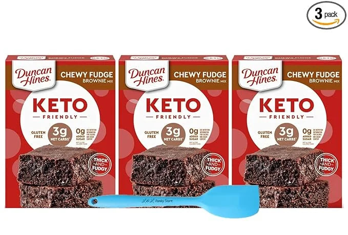 3 PCS Duncan Hines Keto Friendly Chewy Fudge Brownie Baking Mix | Low Sugar Gluten Free Baking Mixes | Bundled with Bonus ...