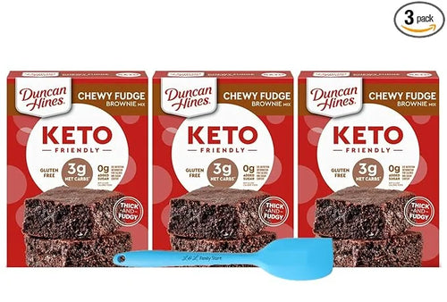 3 PCS Duncan Hines Keto Friendly Chewy Fudge Brownie Baking Mix | Low Sugar Gluten Free Baking Mixes | Bundled with Bonus ...
