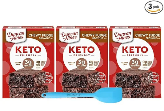 3 PCS Duncan Hines Keto Friendly Chewy Fudge Brownie Baking Mix | Low Sugar Gluten Free Baking Mixes | Bundled with Bonus ...