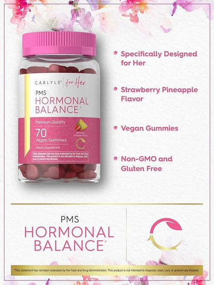 Carlyle Hormonal Balance for Women & PMS Supplement | 70 Gummies | Vitamin Complex | with Iron | Vegan, Non-GMO, Gluten Fr...