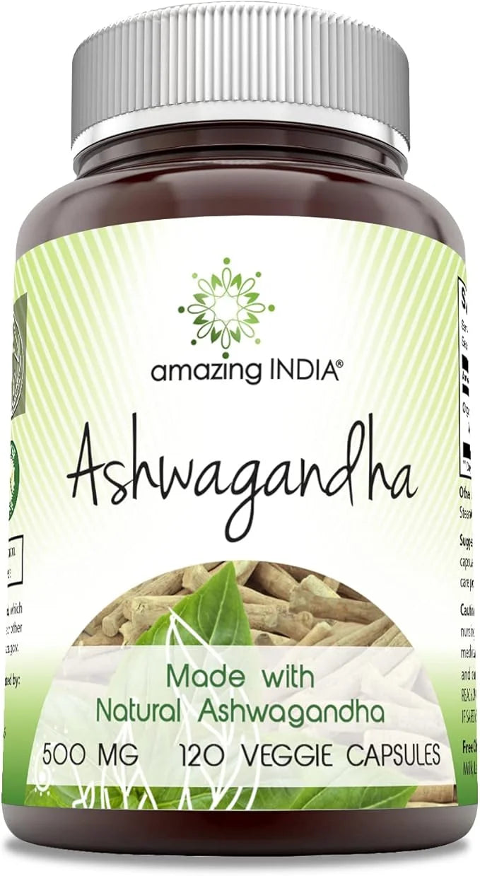 Amazing India Ashwagandha Supplement 500 Mg 120 Veggie