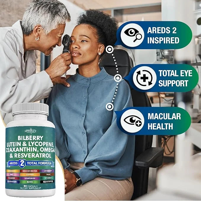 NEW AGE Eye Health Vitamins 6000mg Lutein 40mg Lycopene 40mg Resveratrol 3000mg Grape 6000mg Astaxanthin -120 Count