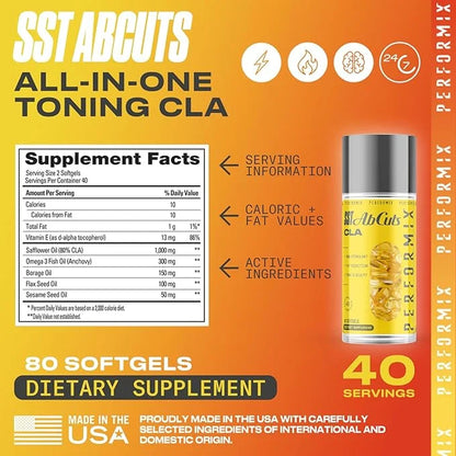PERFORMIX - SST AbCuts - CLA 1,000 mg 3, Flax 80 Softgels