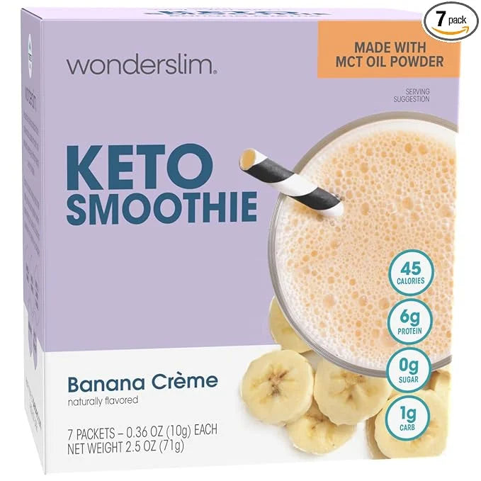 WonderSlim Keto Smoothie with C8 MCT Oil, Banana Crème, Low Carb, No Sugar, Gluten Free (7ct) - Product Image