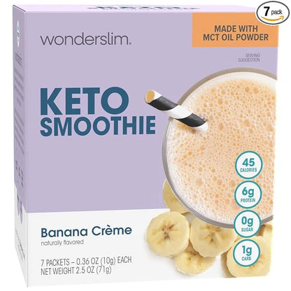 WonderSlim Keto Smoothie with C8 MCT Oil, Banana Crème, Low Carb, No Sugar, Gluten Free (7ct) - Product Image