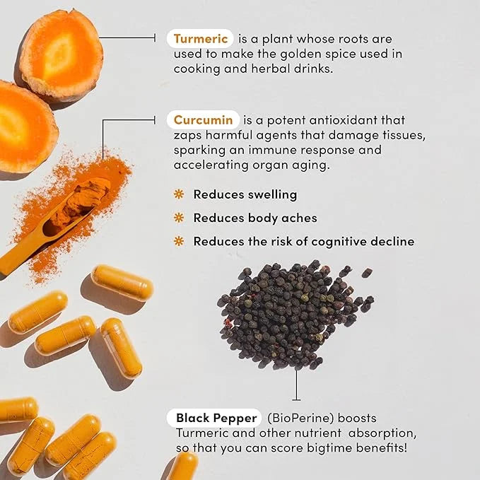 Turmeric Curcumin with Black Pepper 500mg Extract 95% Curcuminoids 60 capsules