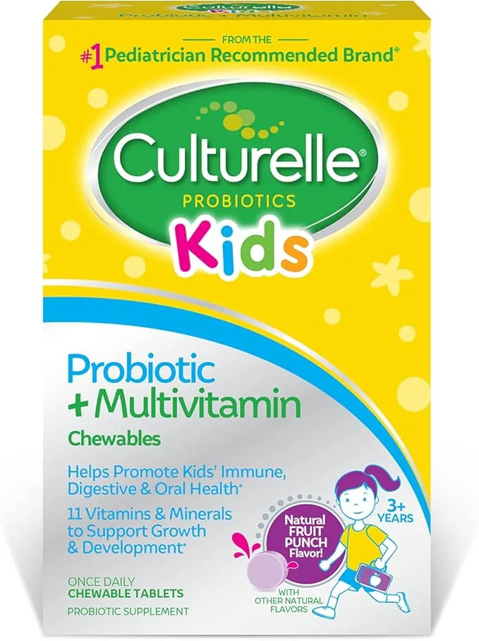 Culturelle Kids Probiotic + Complete Multivitamin Chewable For Kids, Ages 3+, 30 Count, Digestive Health, Oral Health & Im...