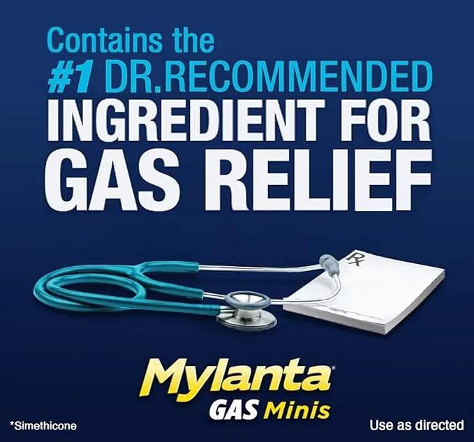 Mylanta Gas Relief Tablets, Mini-Tabs, Mint, 50 Count