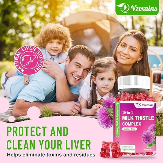 Milk Thistle Gummies 1500mg, 10-in-1 Herbal