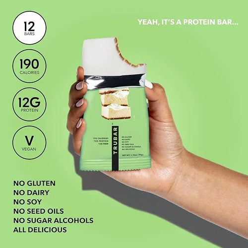 TRUBAR Vegan Protein Bar, Whipped for Key Lime, Gluten Free, Plant Based, High Fiber, Dairy Free, Low Fat, Non GMO, No Sug...