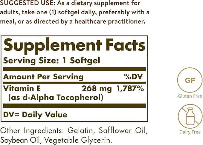 Solgar Vitamin E 268 mg (400 360 Alpha 360 Servings