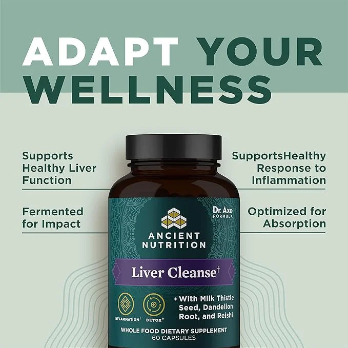 Liver Detox Supplement by Ancient Nutrition, 1300mg, Gluten 60 Count