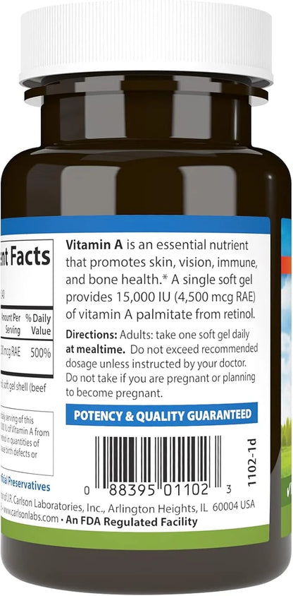 Carlson - Vitamin A, 15000 IU (4500 mcg 240 Softgels