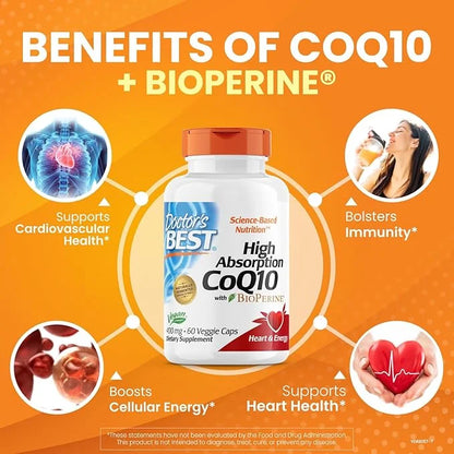 Doctor's Best High Absorption CoQ10 400 mg, 60 Veggie