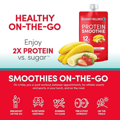 Designer Wellness Protein Smoothie, Real Fruit, 12g Protein, Low Carb, Zero Added Sugar, Gluten-Free, Non-GMO, No Artifici...