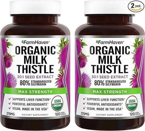 FarmHaven Silymarin Milk Thistle Capsules 11250mg Strength 30X Concentrated 80% Standardized 120 Veggie 2