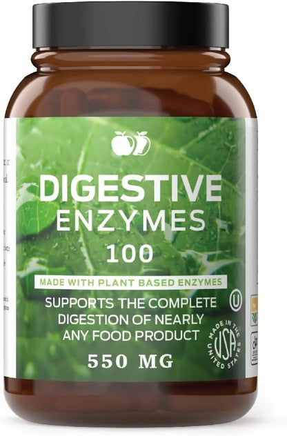 Digestive Enzymes Supplements, Natural Plant Based Superfood 100 Capsules 600mg Probiotics