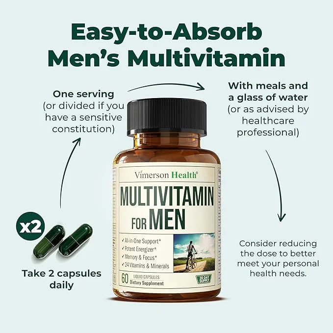 Multivitamin for Men - Daily Mens Multivitamins & Multiminerals with Vitamin A, C, D, E, B12, Zinc, Iron. Essential Vitami...