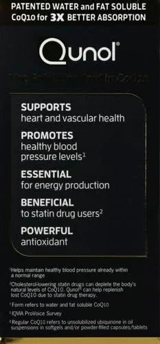 Qunol CoQ10 100mg Softgels, Ultra CoQ10 100mg, 3x 3x Better Q10 Vitamins 4 Month 120 Count