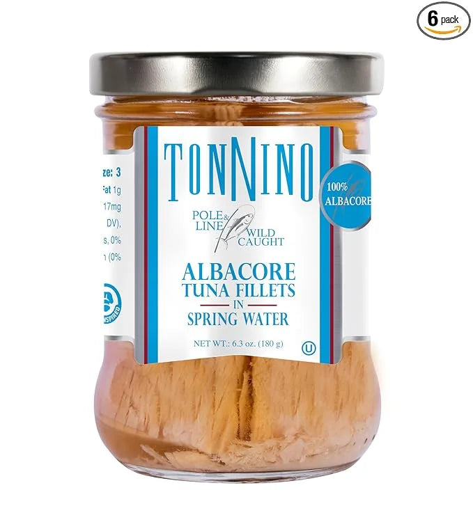 Tonnino Albacore Tuna in Water 6.3 oz - Premium 6-Pack Omega-3 Rich, High Protein, Gluten-Free, Ready-to-Eat Tuna Packets ...