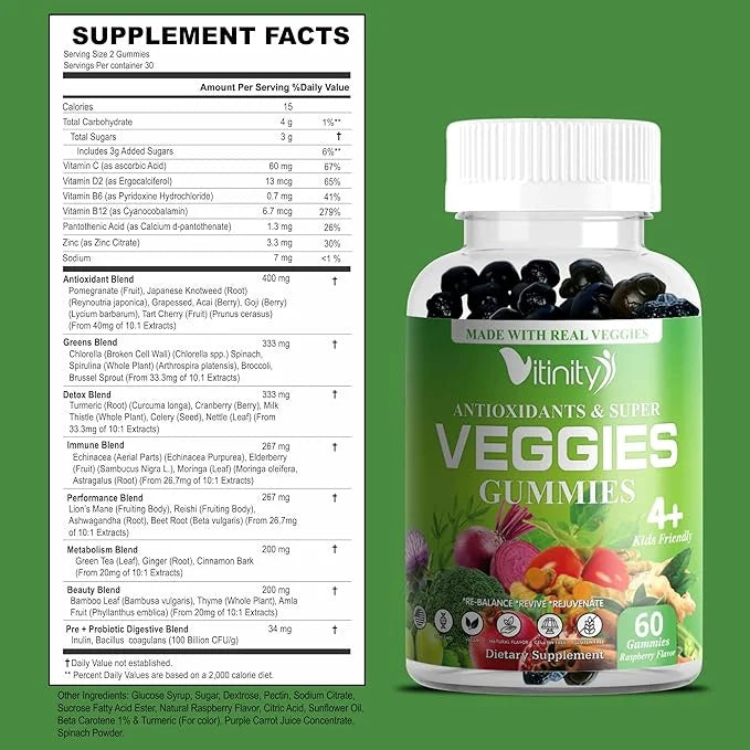 Made with Real Super Veggies Delicious Kids(60 Chews),30 Chews),30 Veggies,Herbs,Fruit (30 Day