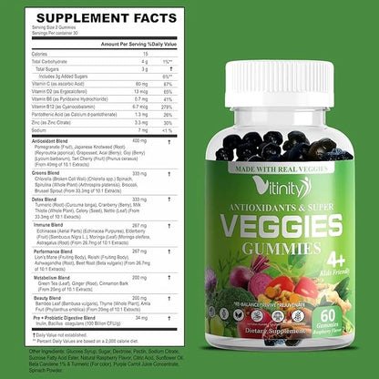 Made with Real Super Veggies Delicious Kids(60 Chews),30 Chews),30 Veggies,Herbs,Fruit (30 Day