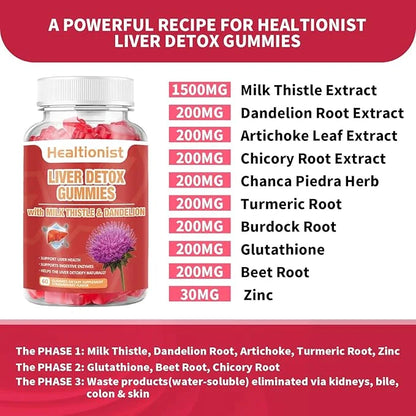 Milk Thistle Gummies for Liver Cleanse, 60 Vegan