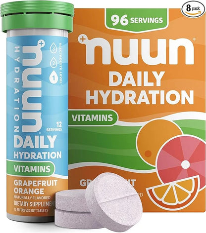 Nuun Hydration Vitamins Electrolyte Tablets, Grapefruit Orange, 5 Essential Electrolytes for Hydration + Vitamin A, B6, C,...