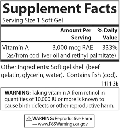 Carlson - Vitamin A, 10000 IU (3000 mcg 100 Softgels