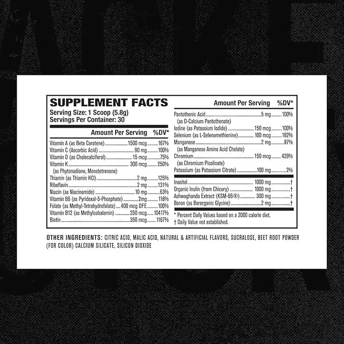 Jacked Factory Vita XT Performance Vitamin Powder KSM-66 Ashwagandha, B6, B12, B12, & 30Sv