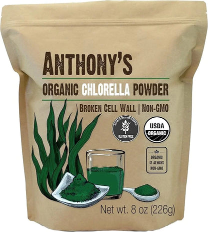 Anthony's Organic Chlorella Powder, 8 oz, Non GMO, Gluten Free, Broken Cell Wall - Product Image