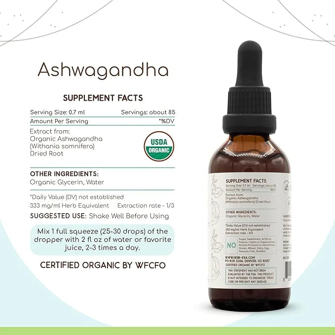 Ashwagandha B60 USDA Organic Tincture (2 oz)