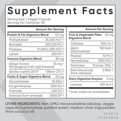 Sports Research Digestive Enzymes with Probiotics (90 Veggie