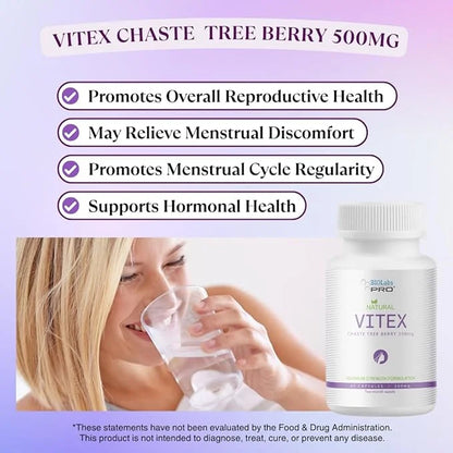BIOLABS PRO Natural Vitex Chasteberry Supplement for Women - Pure Chaste Tree Berry Extract 500mg, Maximum Strength Formul...