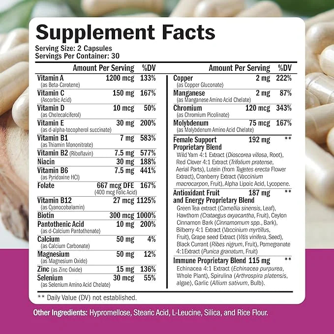 Multivitamin for Women - Daily Womens Multivitamin & Multimineral with Vitamin A, C, D, E, B12, Zinc and More Vitamins for...