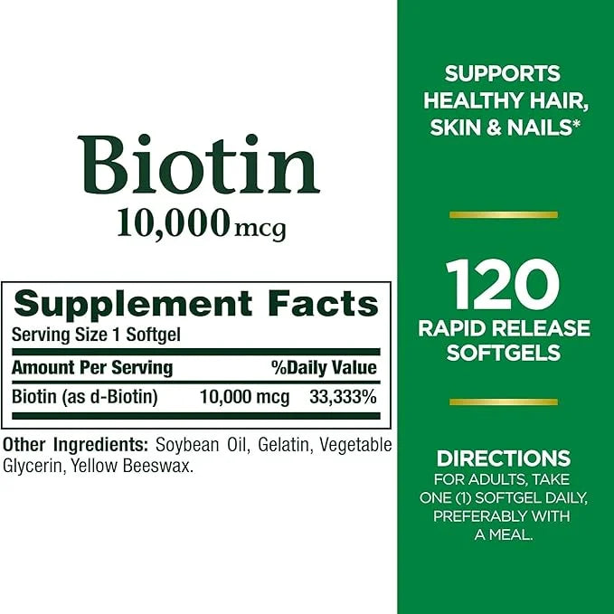 Nature's Bounty Biotin 10000 mcg Ultra 120 ea 4)
