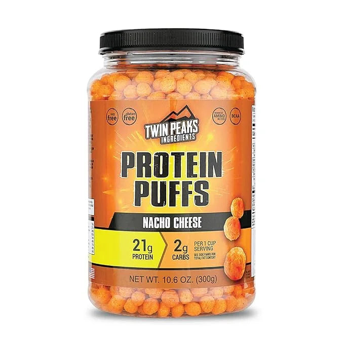 Twin Peaks Protein Puffs - (Nacho Cheese), Keto Friendly, Low Carb Snack (300g, 21g Protein, 2g Net Carbs, High Protein, H...