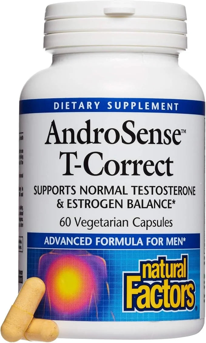 Natural Factors, AndroSense T-Correct, Supports Men's Hormonal Metabolism with Milk Thistle, Turmeric and Lycopene, 60 cap...