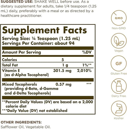 Solgar Liquid Vitamin E (without dropper) 4 fl 94 Servings