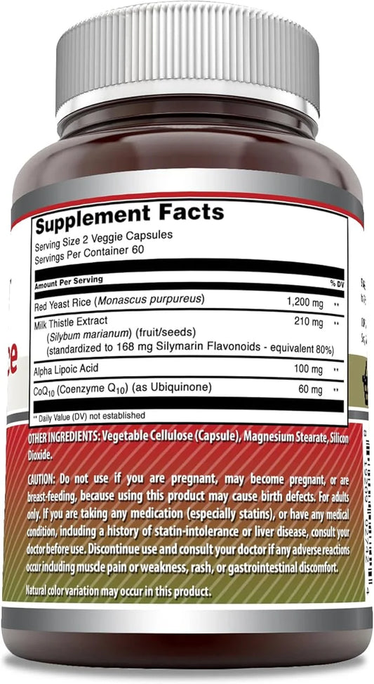 Amazing Formulas Red Yeast Rice Complex 1570 Mg 120 Veggie CoQ10, Milk