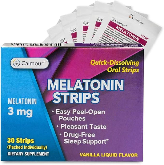 30 Oral Sleep Strips | Quick-Dissolving 3mg Melatonin Strips | Works Faster Than Gummies | Relaxation Sleep Supplements fo...