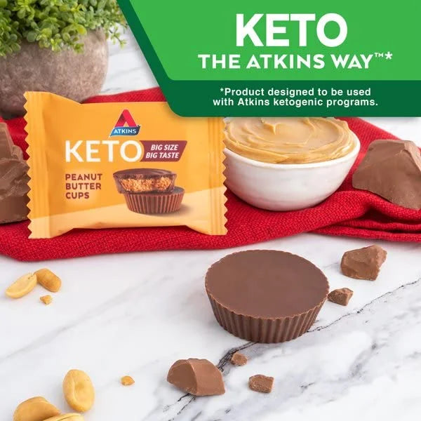 Atkins Keto Peanut Butter Cups, Naturally Flavored, Zero Grams Added Sugar, Gluten Free, 20 Count - Product Image
