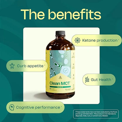 LevelUp Clean MCT Oil - 100% Caprylic C8 for Energy, Focus, Gut Health, Brain Superfuel - Keto Supplement for Ketogenic Co...