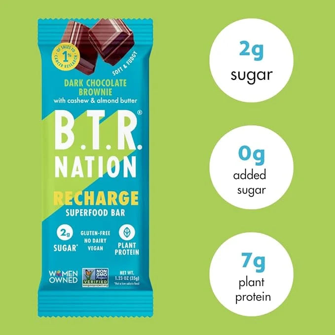 B.T.R. Bar Superfood Keto Protein Bars, Plant Based Vegan Protein, Low Carb Food, Low Calorie, Gluten Free, No Sugar Alcoh...