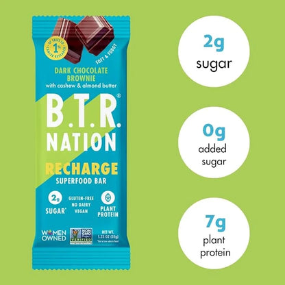 B.T.R. Bar Superfood Keto Protein Bars, Plant Based Vegan Protein, Low Carb Food, Low Calorie, Gluten Free, No Sugar Alcoh...