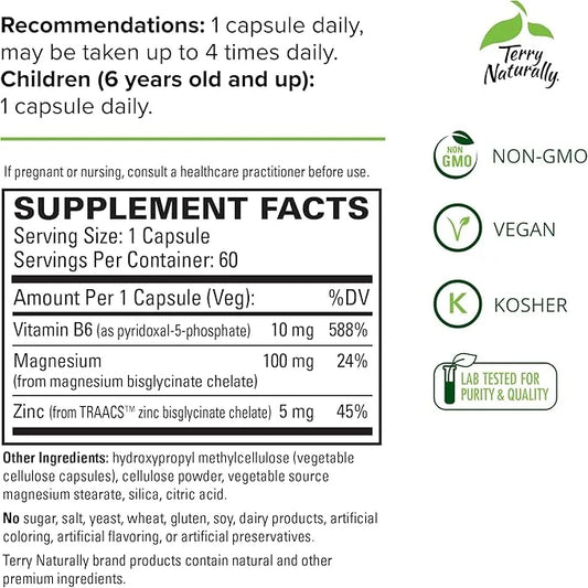 Terry Naturally BioActive Magnesium Complex 60 Capsules B6 & 60 Servings