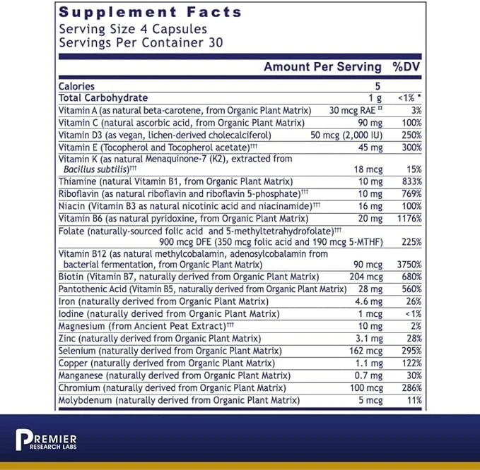 Premier Research Labs Multi-Vitamin: Immune, Brain 120 Plant-Sourced